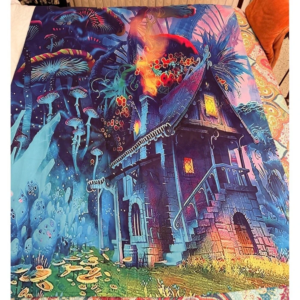 Mushroom Gothic House Blackout Curtains Retro Home Decor Window Panel 42Wx84L‎